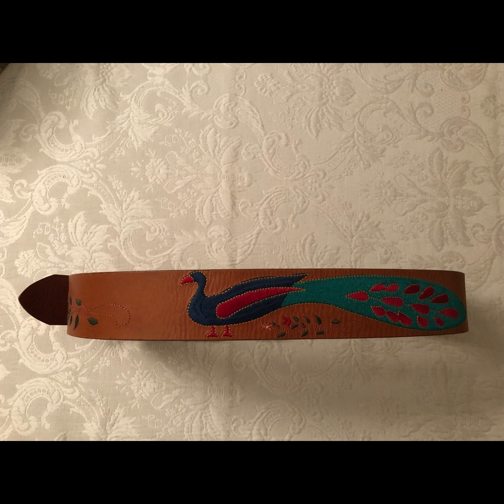 Anthropologie Embroidered Leather Belt